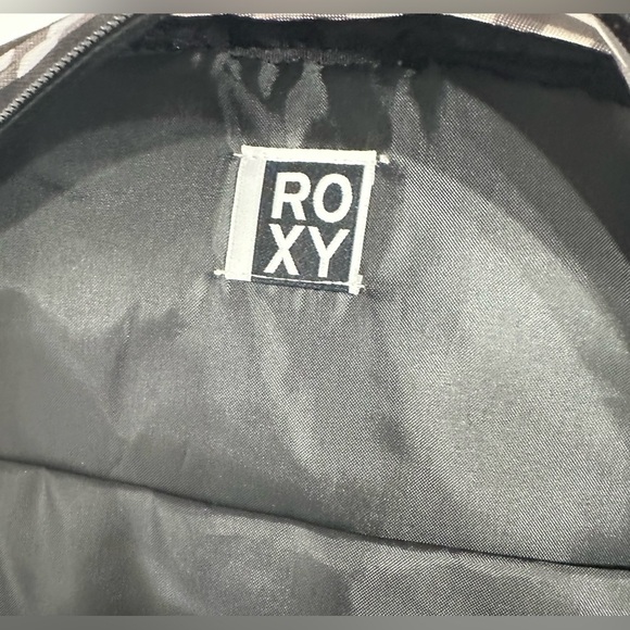 Roxy Black White Pink Roxy Logo Checkered Design 2 Pocket Medium Sized Backpack - Picture 9 of 12